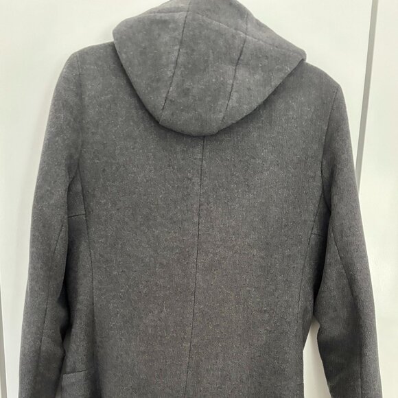 Aritzia (Babaton) Pearce Hooded Wool Coat Charcoal Toggle Pea Coat - Picture 4 of 5